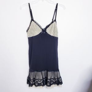 Victoria's Secret Black and Cream Lace Nightgown
